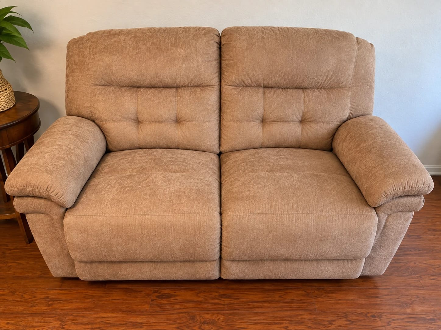 After — the same reclining loveseat cleaned